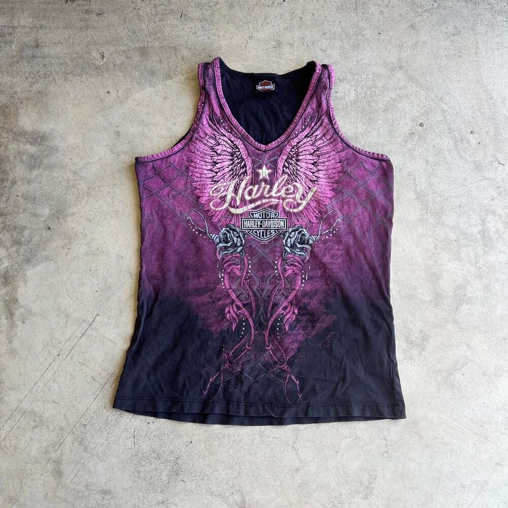 Harley Davidson y2k skulls affliction style top women’s size L